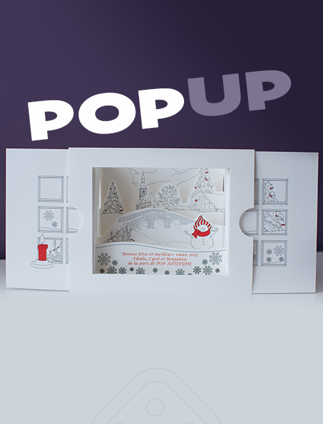 Carte de voeux "Pop up", en relief, pour les fêtes de fin année