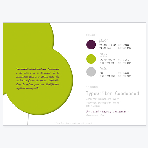 La charte graphique référence les couleurs et les typographies à utiliser